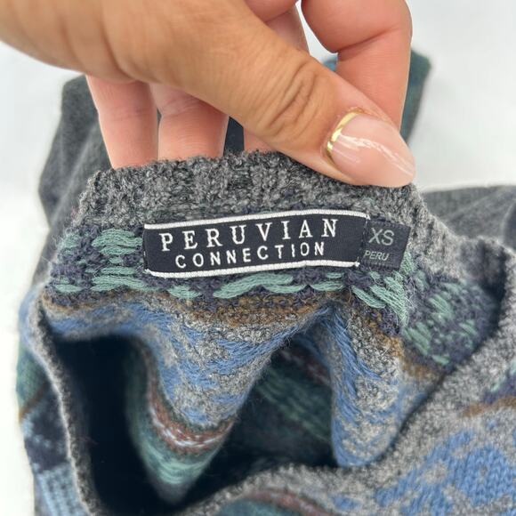 Peruvian Connection Knit Long Sleeve Dress Wool Alpaca Pima Cotton XS Fair Isle - Picture 3 of 10